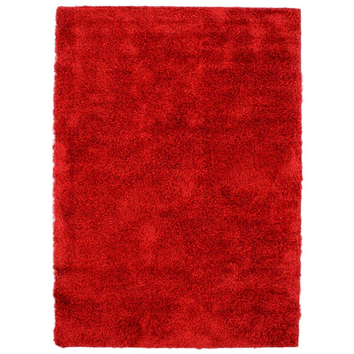Fournisseur spécialiste déco linge de maison depuis 40 ans Tapis rouge à  poils longs 133x190cm JEWEL - Tapis shaggy pas cher