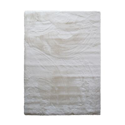 TENDREMENT - Tapis uni tout doux blanc en polyester 160x220