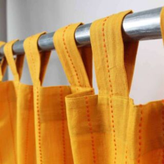 ONTARIO bi-colore rideau Coton à pattes (150x250cm) jaune ambiance