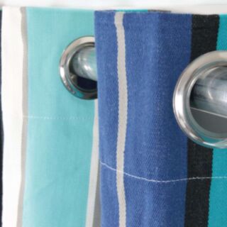 Rideau BAYA blanc à rayures bleu - vue détail ambiance